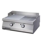 Heavy Duty Griddle - Half Grooved Chrome - Double Unit - 70cm Deep - Electric