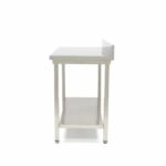 Stainless Steel Table - 60 x 70cm - Adjustable Height - with Backsplash - imagine 3