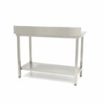 Stainless Steel Table - 120 x 70cm - Adjustable Height - with Backsplash - imagine 4