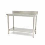 Stainless Steel Table - 100 x 70cm - Adjustable Height - with Backsplash - imagine 2