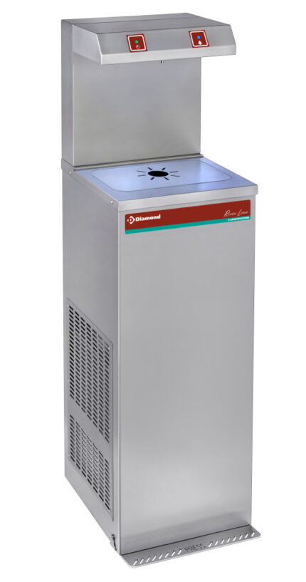 Pedal-operated water cooler, stainless steel, 80 litres/hour