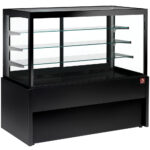 Panoramic refrigerated display counter, ventilated, 4 levels, without storage room - BLACK