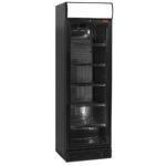 Ventilated display positive T° 380 lit., black, with lightbox