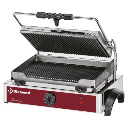 Electric panini grill MEDIUM, ribbed plates