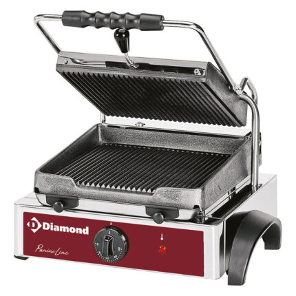Electric panini grill, ribbed plates