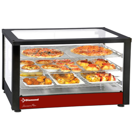 Ventilated warming display, 3 levels, panoramic (Black)