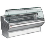 Refrigerated display counter curved glass, ventilated, with reserve
