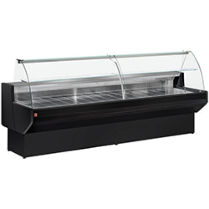 Refrigerated display counter curved glass, ventilated, with reserve - BLACK