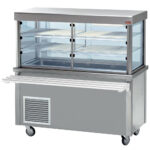 Display element and refrigerated top on refrigerated cupboard