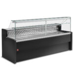 Refrigerated display counter with straight glass panel 90°, with  reserve - BLACK