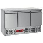 Compact refrigerated counter 3 doors GN 1/1, 380 Lit+DRAWER KIT+WHEEL KIT