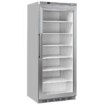 Freezer, static, glass door, 600 liters - stainless steel