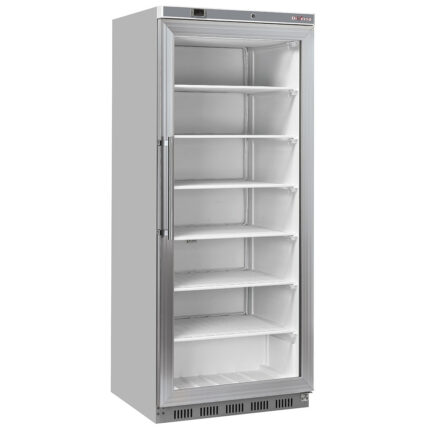 Freezer, static, glass door, 600 liters - stainless steel