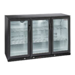 Ventilated "back bar" bottle cooler, 3 swing glass doors