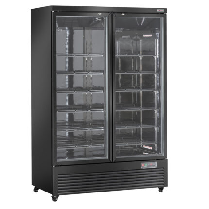 Vertical fridge showcase, 2 doors, 1085 liters - BLACK