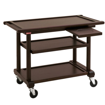 Trolley service, 3 levels. "wengé" wood, dressage shelf