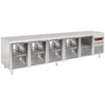 Ventilated refrigerated table, 5 glass doors GN 1/1, 700 Lit.
