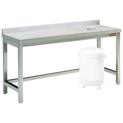 Sorting table with opening for waste + bord