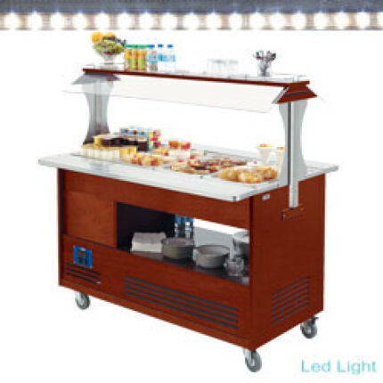 Buffet - Refrigerated salad bar, 4x GN1/1-150 (mahogany wood)