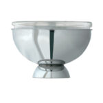 Stainless steel yoghurt holder, "refrigerated x ice cubes" with glass bowl