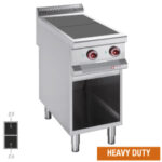Electric stoves 2 plates aligned with the top, open cupboard