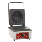 Electrical waffle iron for 4 rounded waffles