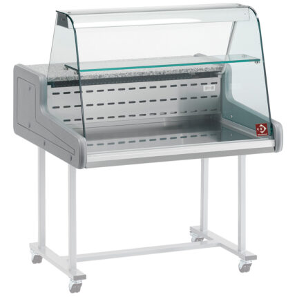 Refrigerated display counter - curved glass panel