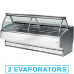 Refrigerated display counters, curved glass with storage space