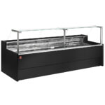 Ventilated refrigerated counter display with straight glass panel 90° with storeroom - BLACK